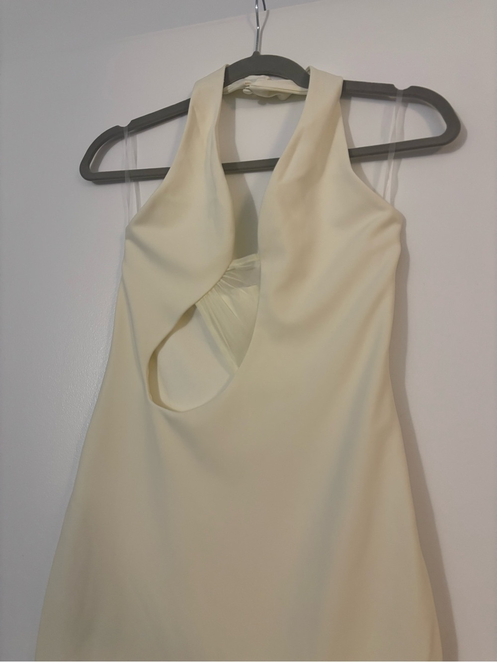 Meshki Aubree Crepe And Mesh Maxi Dress - Halter Cutout Ivory Size Small NWT - Picture 3 of 7